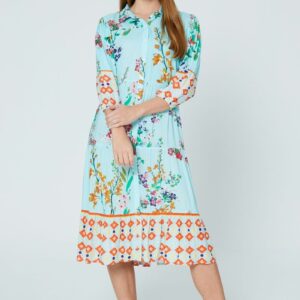 ANQ-10001 Blue Floral Linen Dress